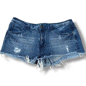 Forever 21 Blue Jean Shorts with Gold Accents